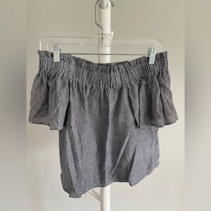 Lulus Off the Shoulder Blue White Striped Top